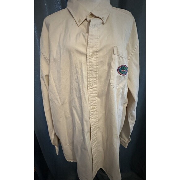 Florida Gators Beige Shirt Men's XXL Long Sleeve Button Front Boca Classics - Picture 1 of 8